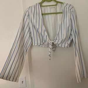 Urban front tie cropped blouse